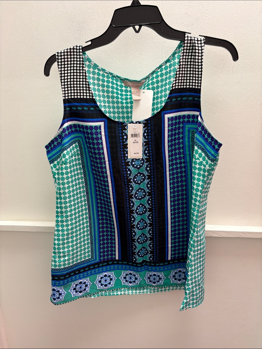 Banana Republic Teal and Blue Patterned Tank